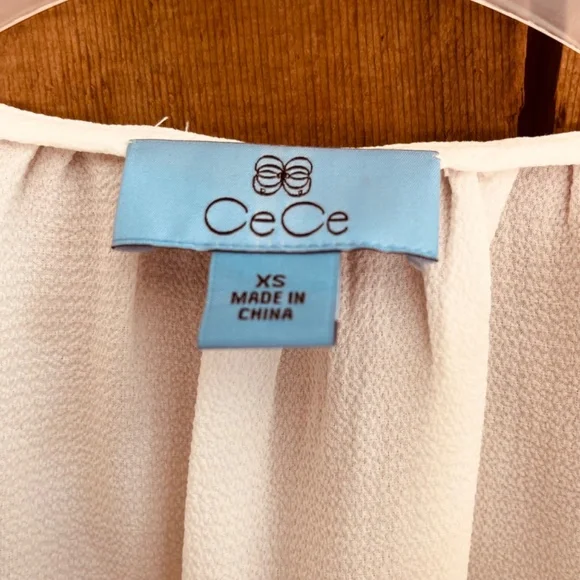CeCe Women's Drop Shoulder Wide Neck Ruched Blouse Color: New Ivory Size XS - Picture 9 of 16